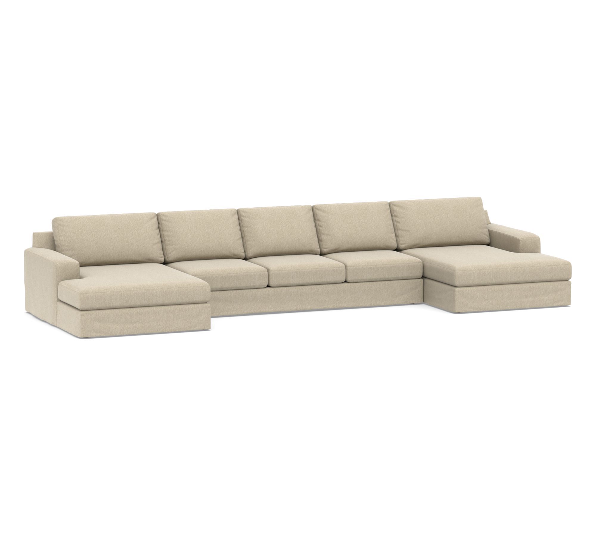 Big Sur Square Arm Slipcovered Double Chaise Sectional (146"&ndash;198")