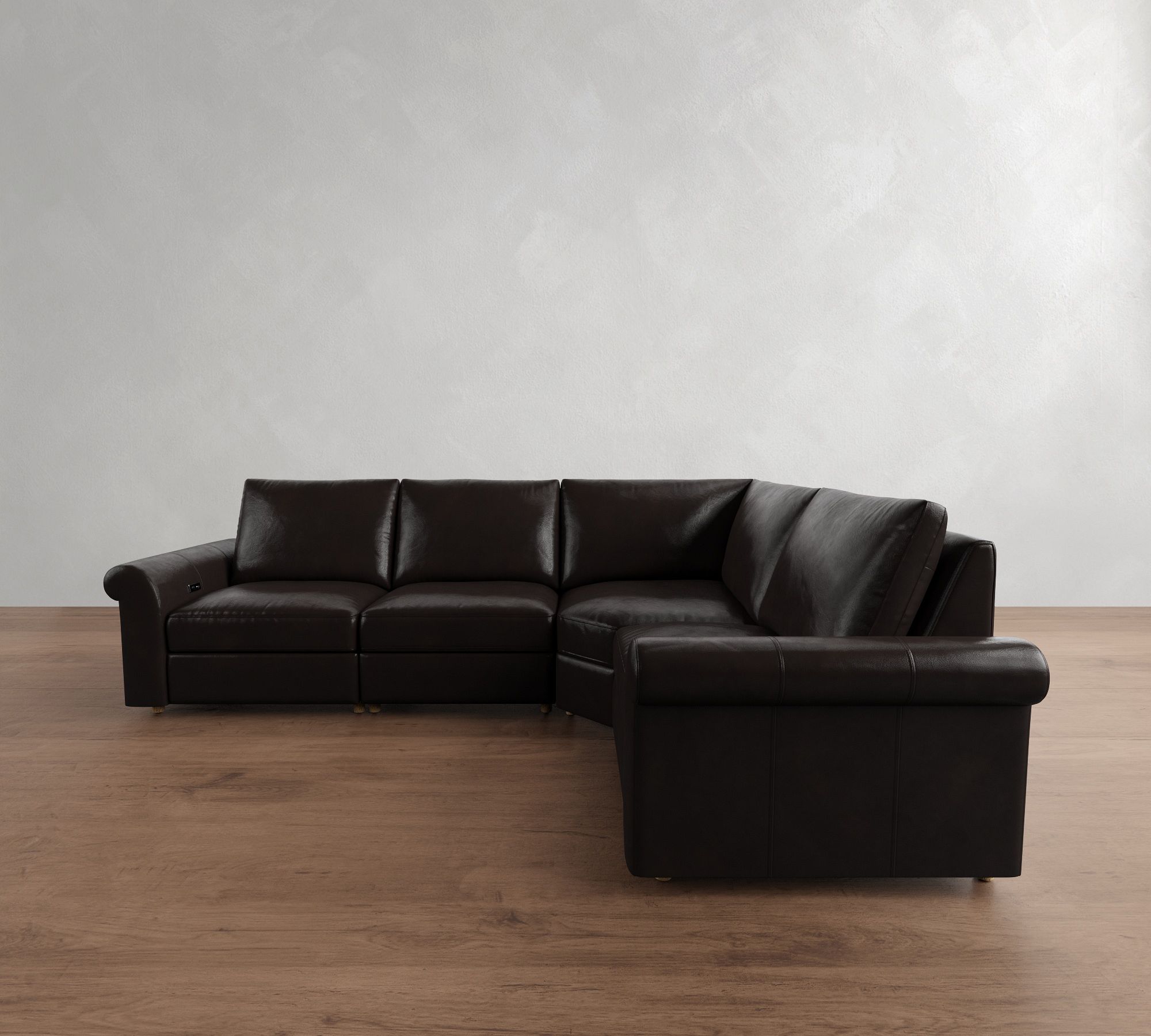 Westwood Roll Arm Leather Reversible Power Reclining Sectional (122")