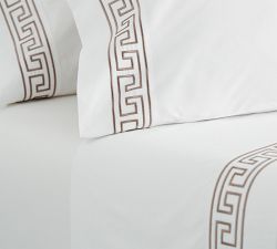 Geo Embroidered Organic Percale Pillowcases - Set of 2