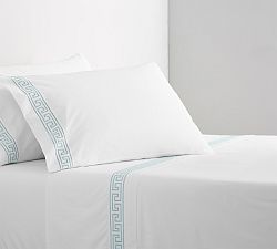Geo Embroidered Organic Percale Pillowcases - Set of 2