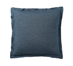 Open Box: Belgian Flax Linen Double Flange Sham, Euro, Set of 2 -  Denim