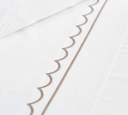 Scalloped Embroidered Organic Percale Sheet Set