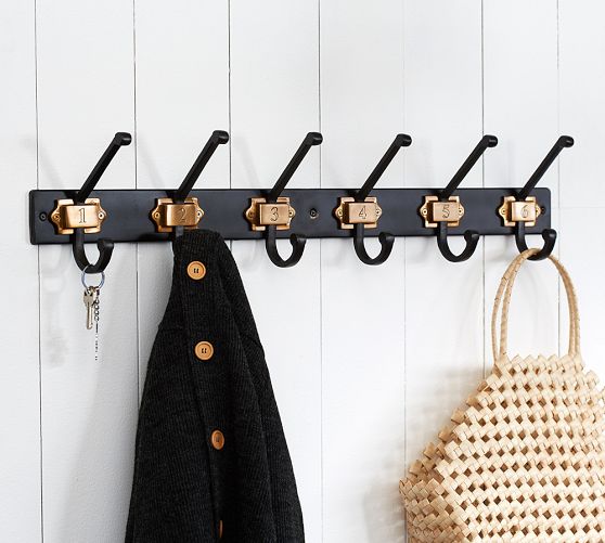 Black & Brass Numbered Row of Hooks