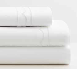 Scalloped Embroidered Organic Percale Sheet Set