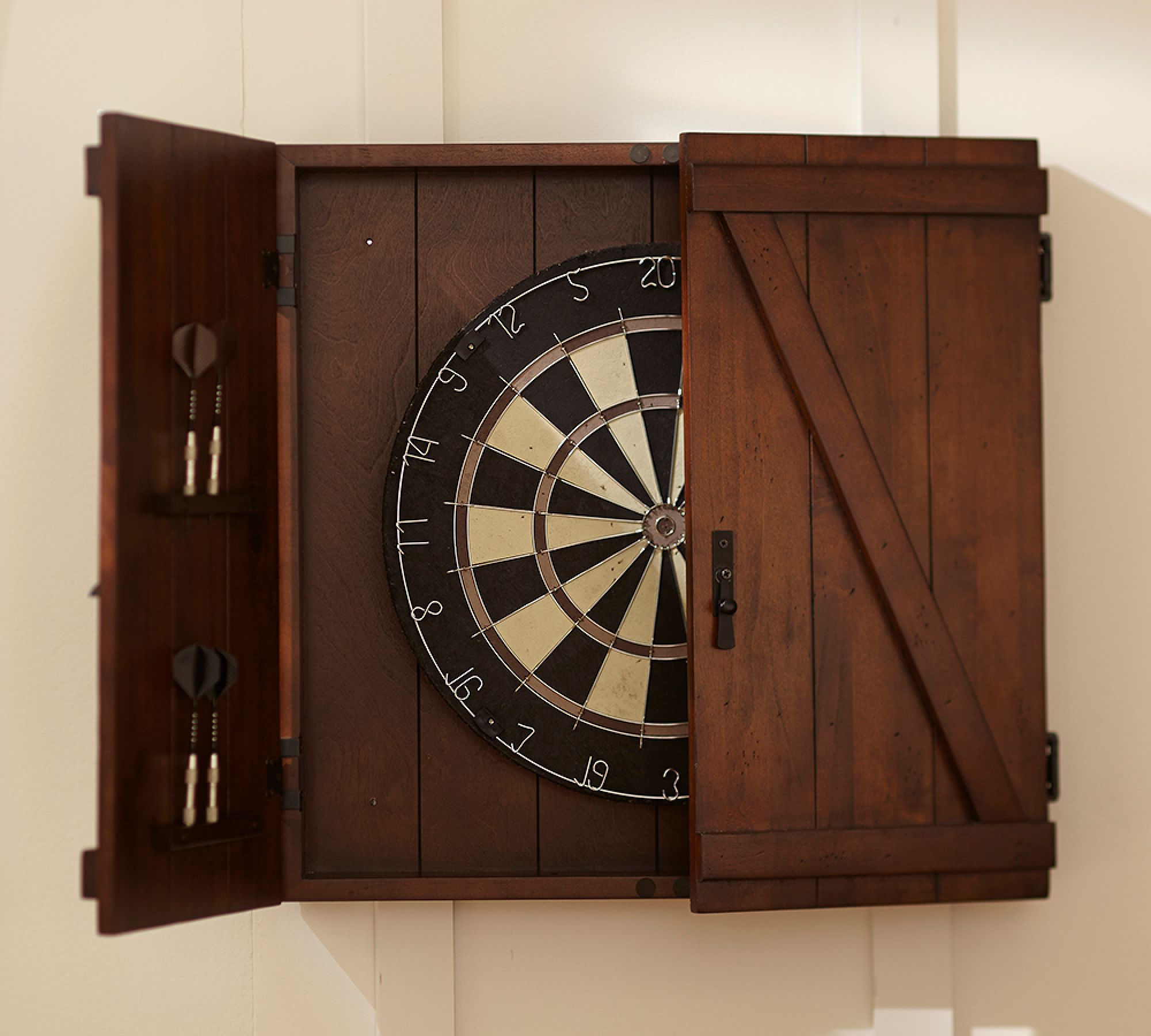 Dartboard Wood Cabinet Game Set - Mahogany thumbnail 4