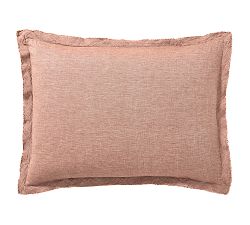 Open Box: Belgian Flax Linen Double Flange Shams, Standard, Set of 3 - Brick