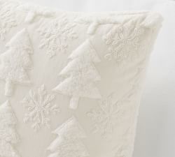Sherpa Tree &amp; Snowflake Pillow Cover
