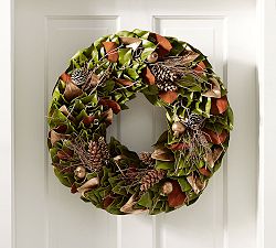 Preserved Golden Woodlands Wreath &amp; Mantle Piece