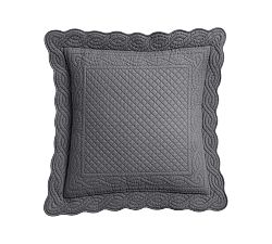 Open Box: Heirloom Scallop Quilted Sham, Charcoal, Euro, Set of 3