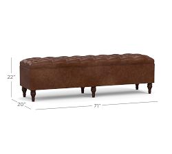 Lorraine Tufted Leather King Storage Bench (71")