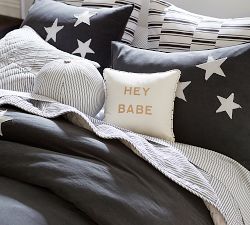 The Emily &amp; Meritt Ticking Stripe Patchwork Quilt &amp; Shams