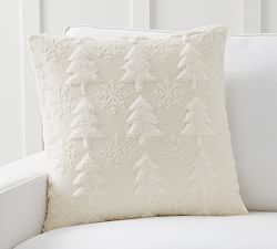 Sherpa Tree &amp; Snowflake Pillow Cover
