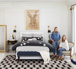 The Emily &amp; Meritt Ticking Stripe Patchwork Quilt &amp; Shams