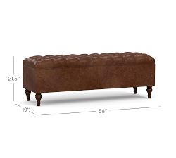 Lorraine Tufted Leather Queen Storage Bench (58")