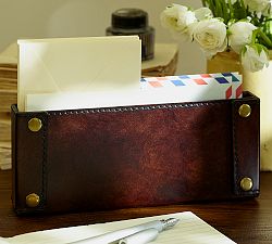 Saddle Chocolate Leather Desk Accessories Collection
