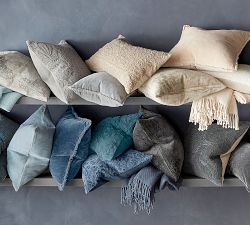 Drew Embroidered Pillow Cover - Flax