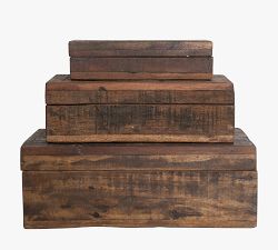 Reclaimed Wood Boxes - Set of 3