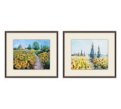 Sunflower Field Hand Embellished Paper Print
