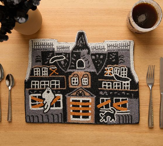 Haunted House Beaded Placemat, Set of 4