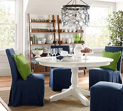 PB Comfort Square Slipcovered Tie Back Dining Chair - Performance Twill Cadet Navy