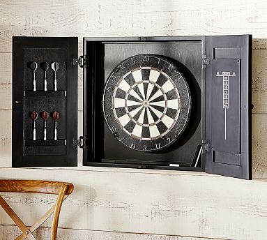 Dartboard Wood Cabinet Game Set - Black thumbnail 5