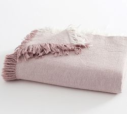 Oversized Fringe Linen Throw