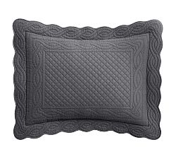Open Box: Heirloom Scallop Quilted Sham, Charcoal, Standard, Set of 3