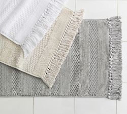 Striped Tassel Organic Bath Mat