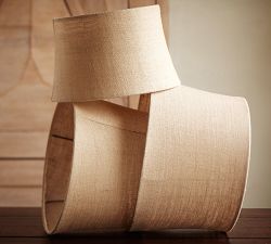 Burlap Upholstered Tapered Lamp Shade, Rolled Edge (12"-16'')