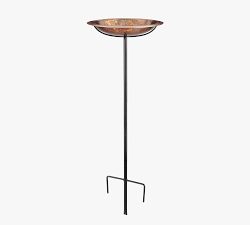 Copper Bird Bath on Garden Pole