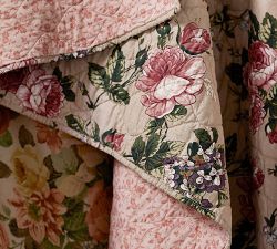 Adelise Floral Cotton Linen Reversible Quilt &amp; Shams