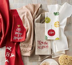 Ticking Stripe Ruffled Hand Towels - Set of 2