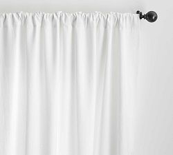 Open Box: Belgian Flax Linen Light Filtering Curtain, 24"W x 113"L - White