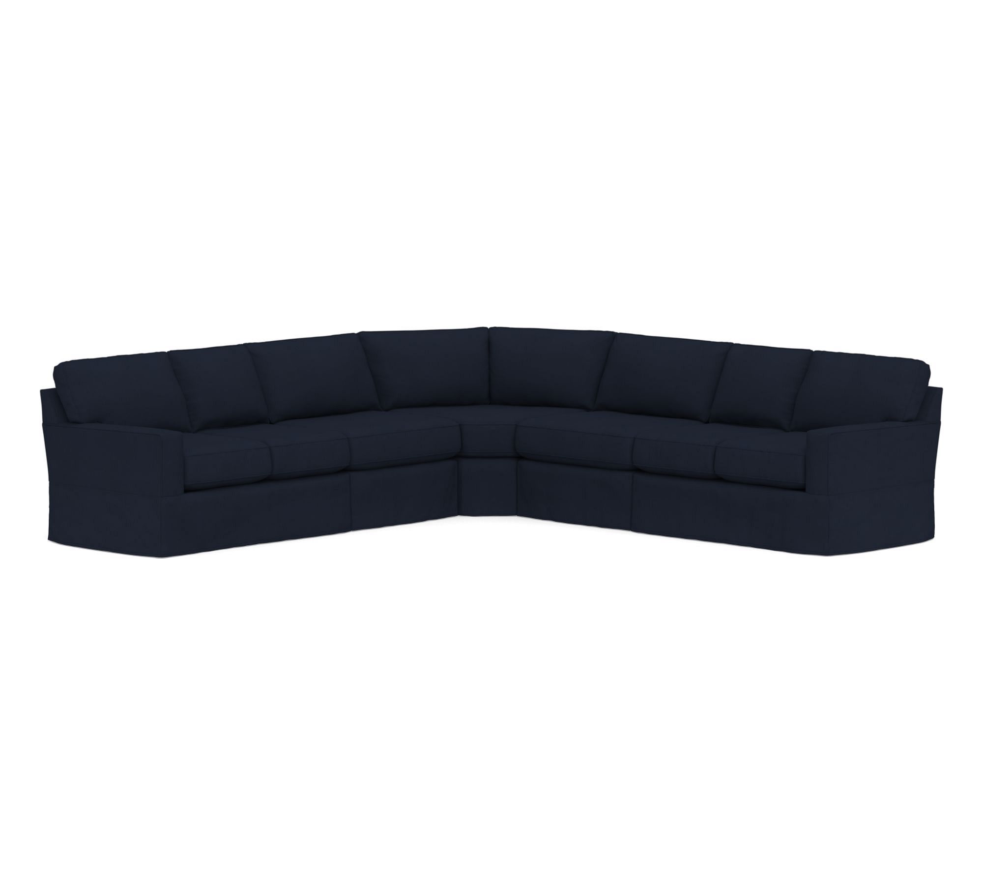 Buchanan Square Arm Slipcovered 5-Piece Curved Wedge Sectional (133")