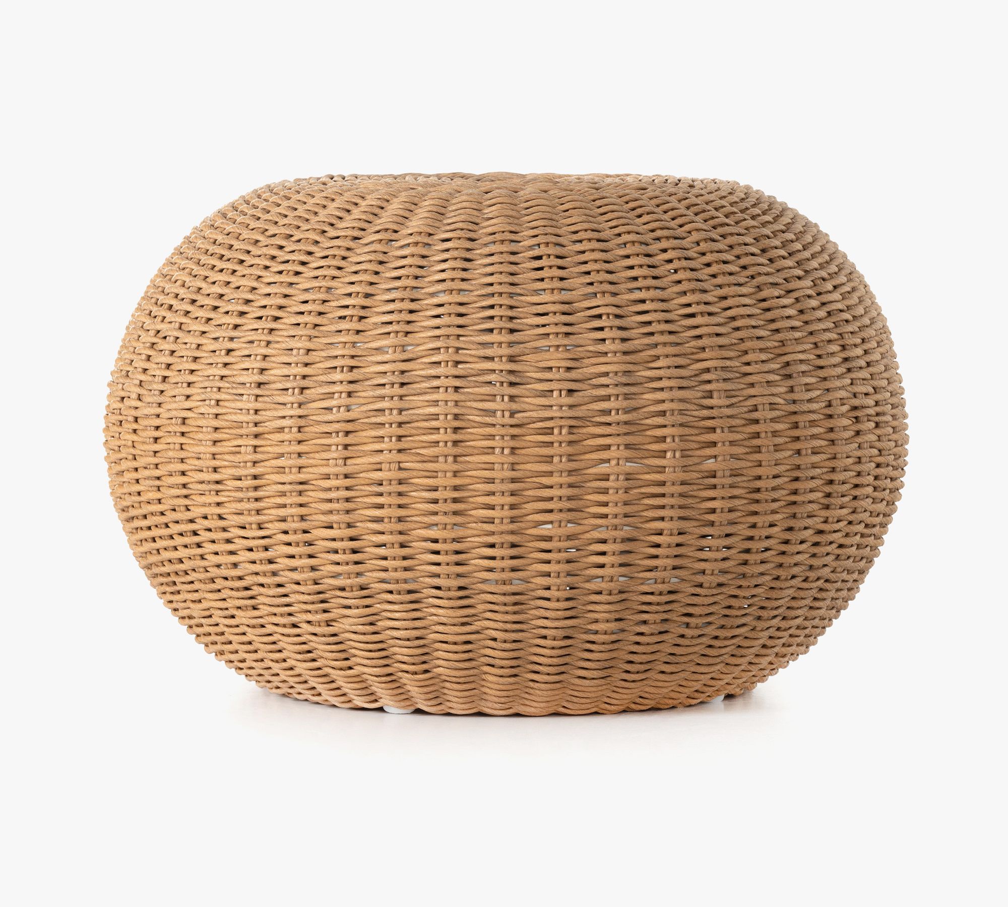 Encinitas Wicker Round Outdoor Accent Stool (21") - thumbnail 2