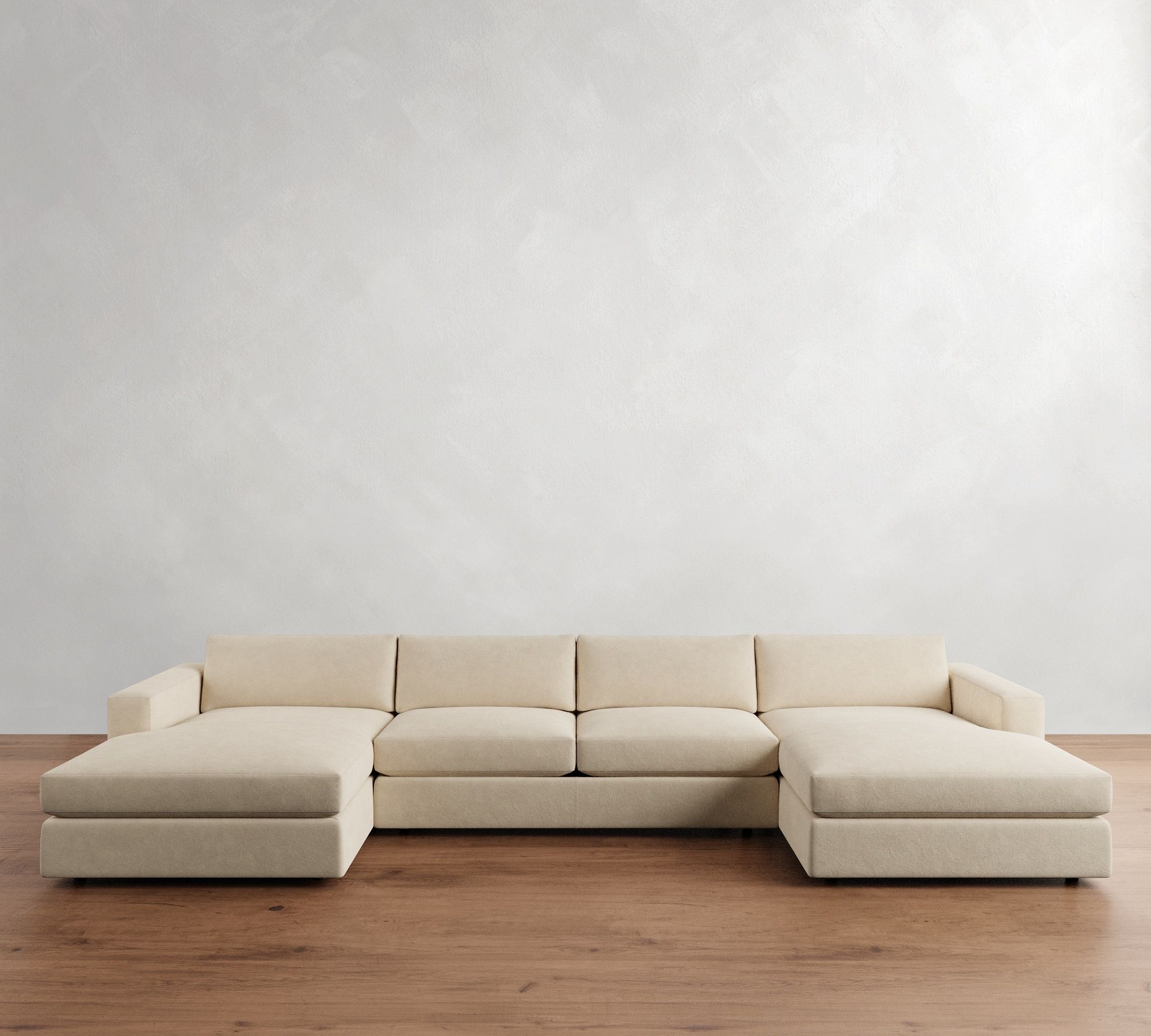 Carmel Wide Arm Leather Double Chaise Sectional (144"&ndash;176")
