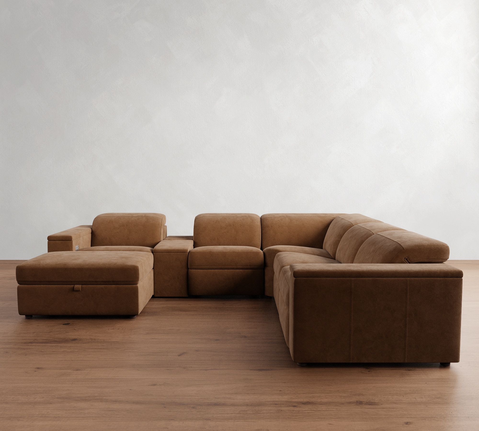 Ultra Lounge Square Arm Leather Reclining 7-Piece Sectional (147")