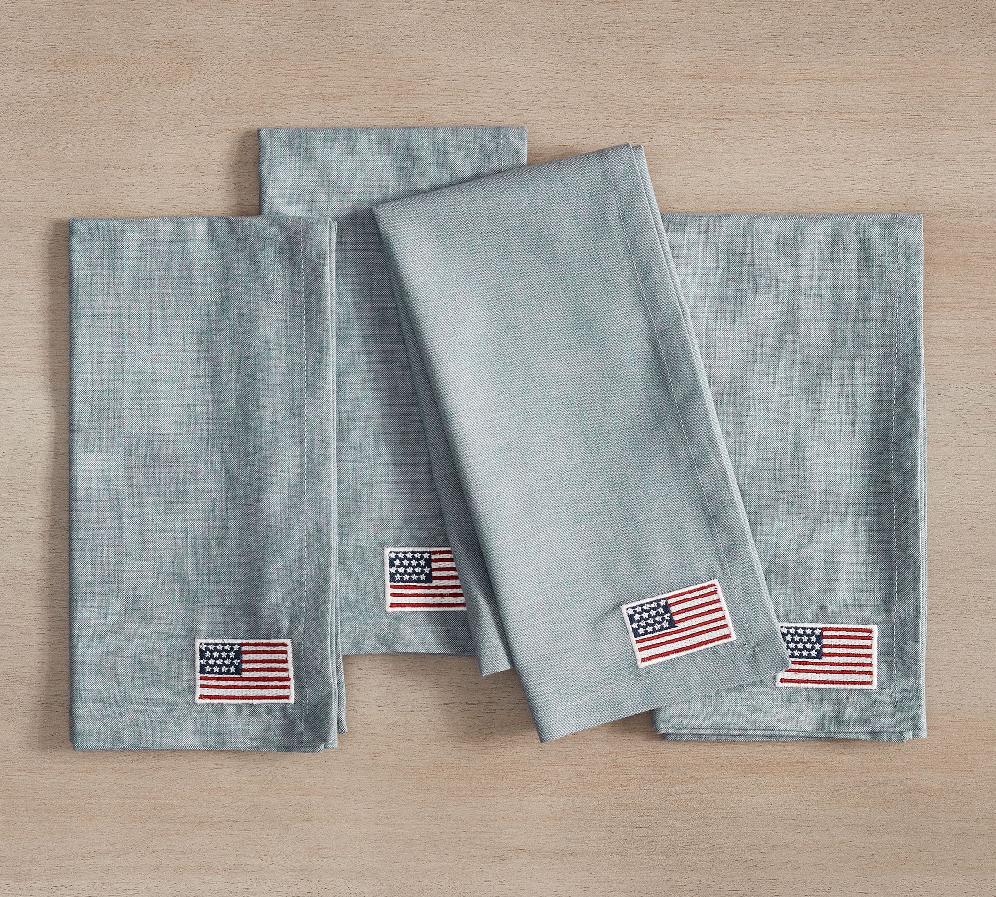 American Flag Icon Cotton/Linen Napkins - Set of 4 - thumbnail 2