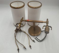Open Box: Andre Linen Cylinder Double Sconce (14") - Vintage Brass