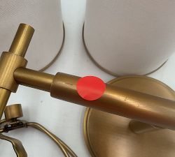 Open Box: Andre Linen Cylinder Double Sconce (14") - Vintage Brass