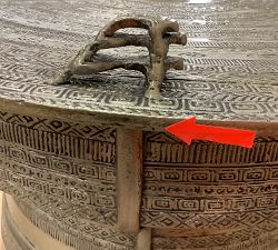 Open Box: Frog Drum Metal Outdoor Side Table, Wide (25" Diam.) - Aged Brass