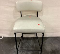 Open Box: Maison Leather Counter Stool (24") - Statesville Pebble, Antique Bronze Legs