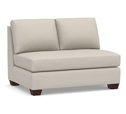 Open Box: York Roll Arm Armless Loveseat with Bench Cushion - Performance Heathered Tweed Pebble