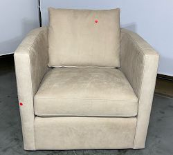 Open Box: Ayden Barrel Arm Leather Swivel Armchair (32") - Nubuck Wheat
