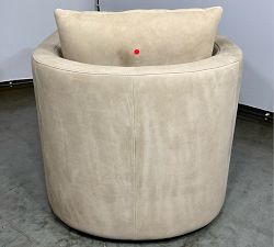 Open Box: Ayden Barrel Arm Leather Swivel Armchair (32") - Nubuck Wheat