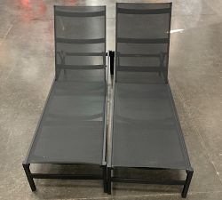 Open Box: Fiji Metal &amp; Mesh Stackable Outdoor Single Chaise Lounge, Set of 2 - Black