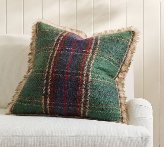 Stewart Plaid with Faux Fur Back Pillow Cover by Pottery Barn