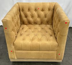 Open Box: Edgewood Leather Swivel Chair without Nailheads - Keystone Sandstone, Seadrift