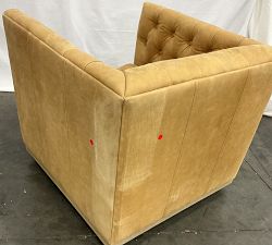 Open Box: Edgewood Leather Swivel Chair without Nailheads - Keystone Sandstone, Seadrift