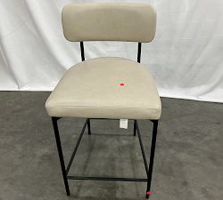 Open Box: Maison Leather Counter Stool (24") - Statesville Pebble, Antique Bronze Leg